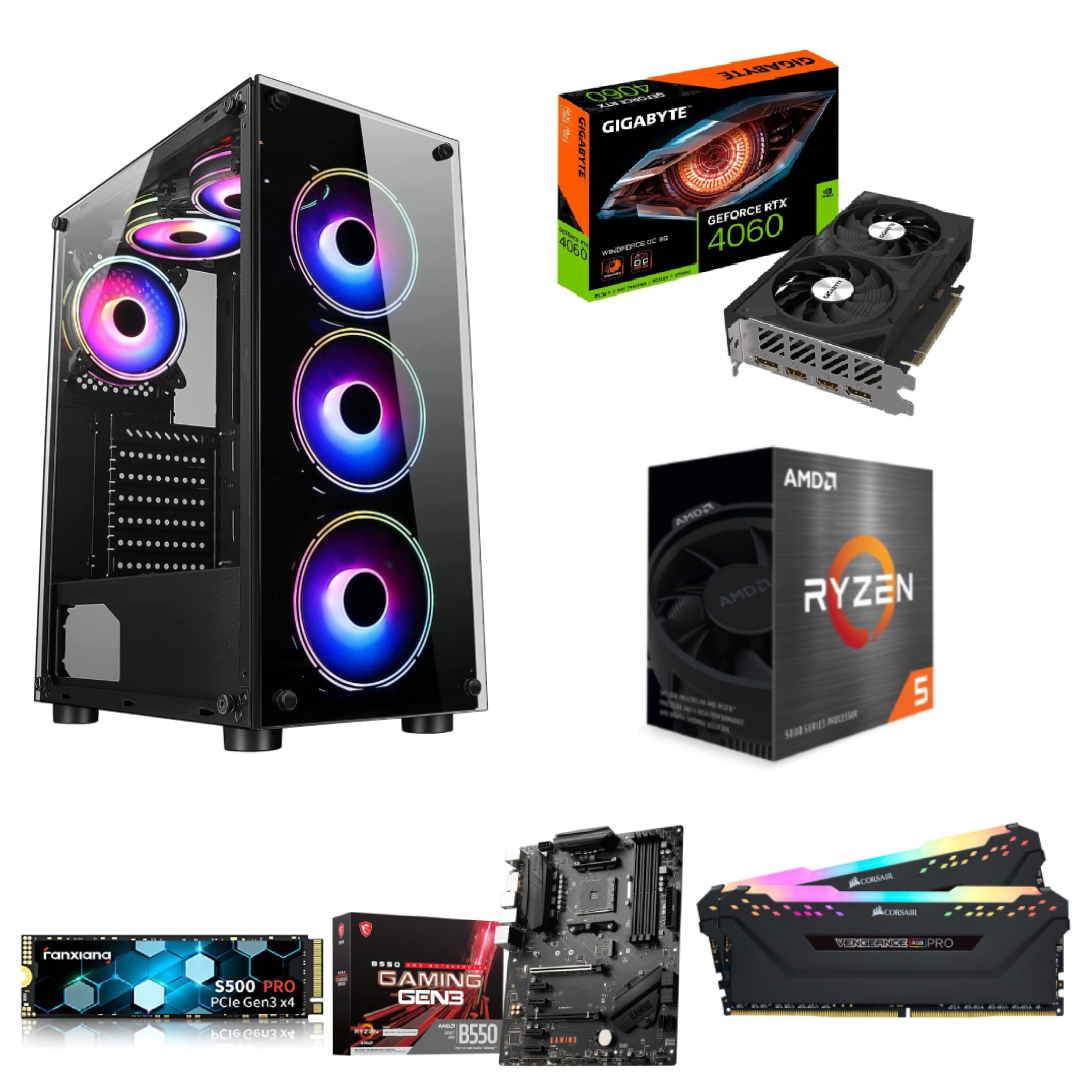 Raytracing RTX 4060 8GB - AMD Ryzen 5 5600 3.5GHz - 16GB DDR4 RGB 3200MHz - NVME SSD