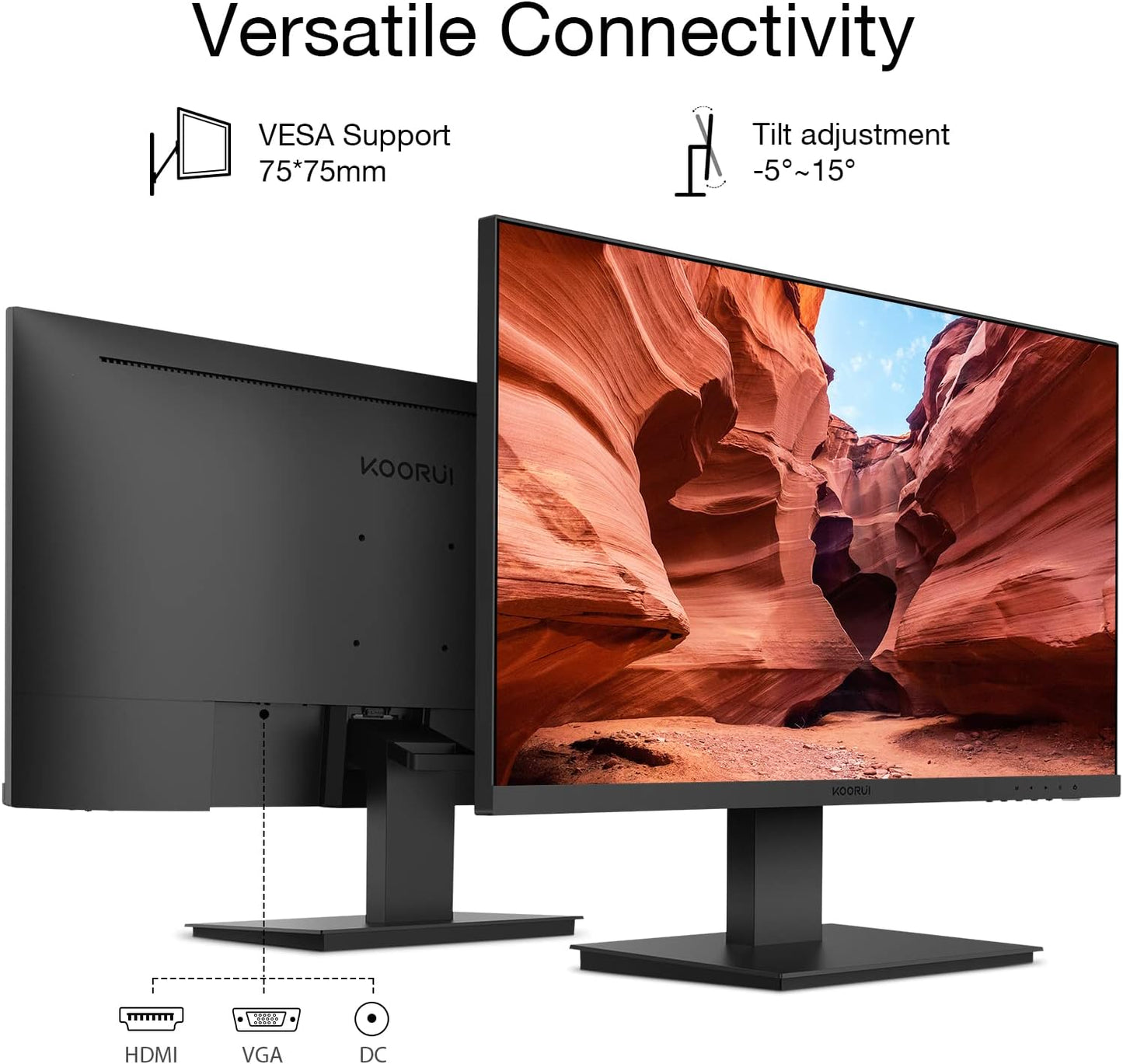 24 Inch FHD Monitor, Ultra-slim Bezels (1920 x 1080 75Hz, HDMI/VGA)