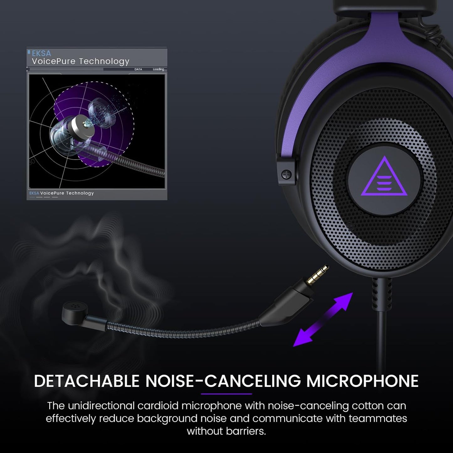 E900 Gaming Headset for PC - Detachable Noise Cancelling Microphone