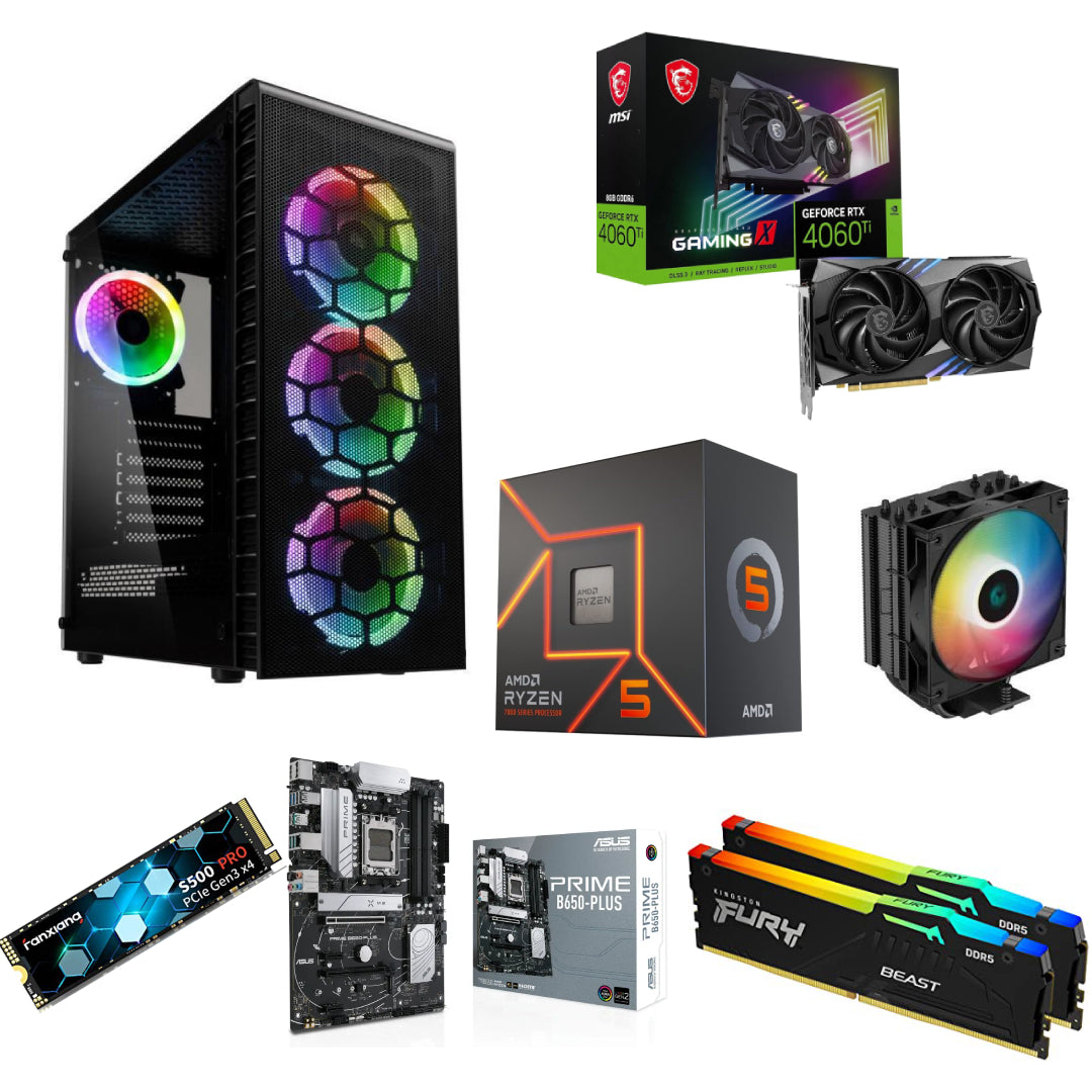 Next Gen RTX 4060Ti - AMD Ryzen 5 7600 3.8GHz - 16GB DDR5 6000MHz RGB - NVME SSD