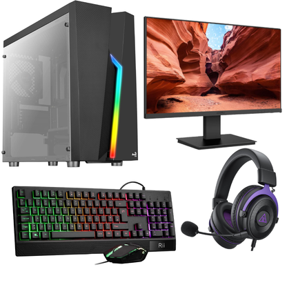 Full PC Setup Bundle - Gaming Ready GTX 1660 6GB - AMD Ryzen 5 4500, 24 inch Gaming Monitor, RGB Keyboard, Mouse, Headset