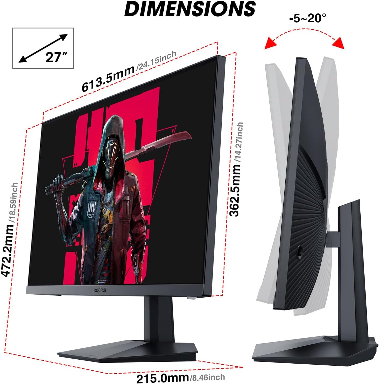 27 Inch FHD Gaming Monitor 165 Hz, IPS, 1ms (1920x1080 HDMI/DP)