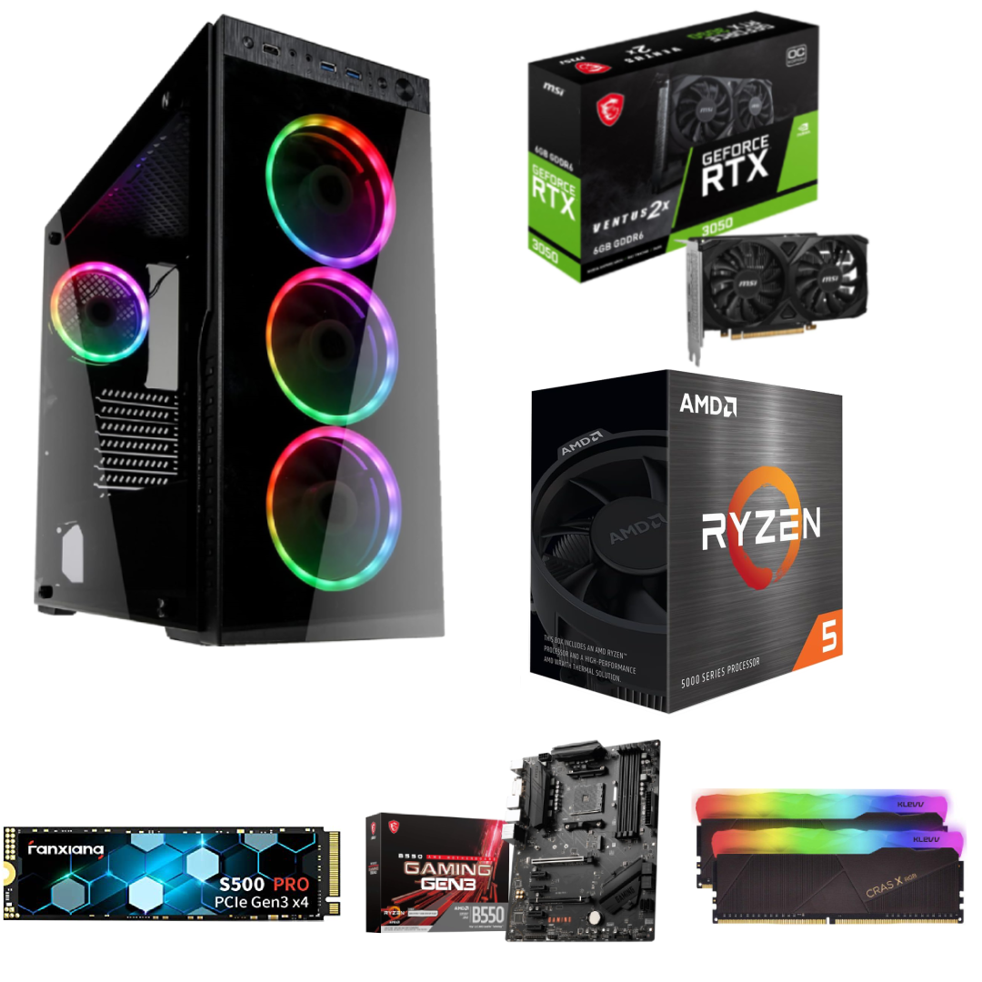 Raytracing RTX 3050 6GB - AMD Ryzen 5 5500 3.6GHz - 16GB DDR4 RGB - NVME SSD